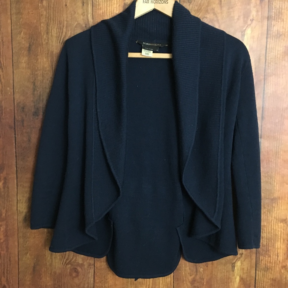 BCBGMaxAzria Navy Tie Back Cardigan Sweater